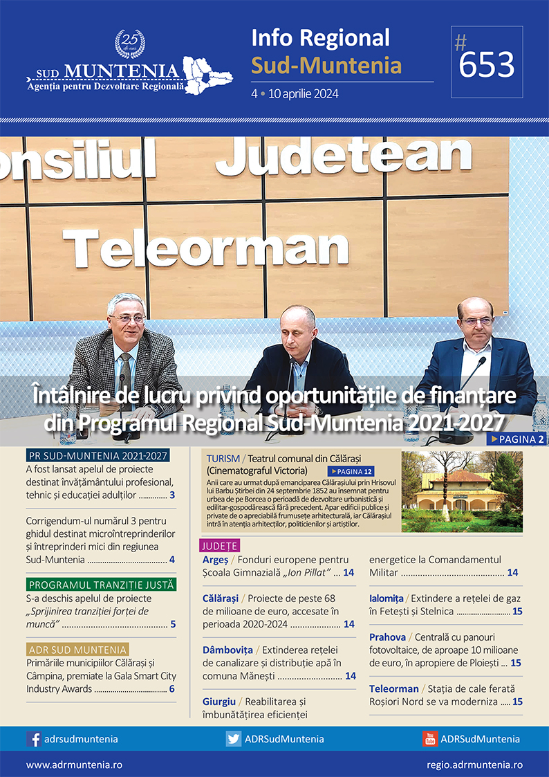A apărut buletinul informativ Info Regional Sud Muntenia nr. 653