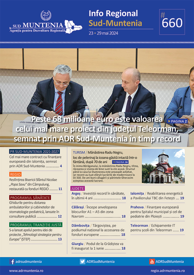 A apărut buletinul informativ Info Regional Sud Muntenia nr. 660