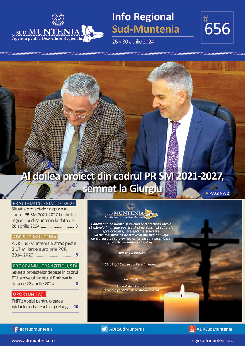 A apărut buletinul informativ Info Regional Sud Muntenia nr. 656