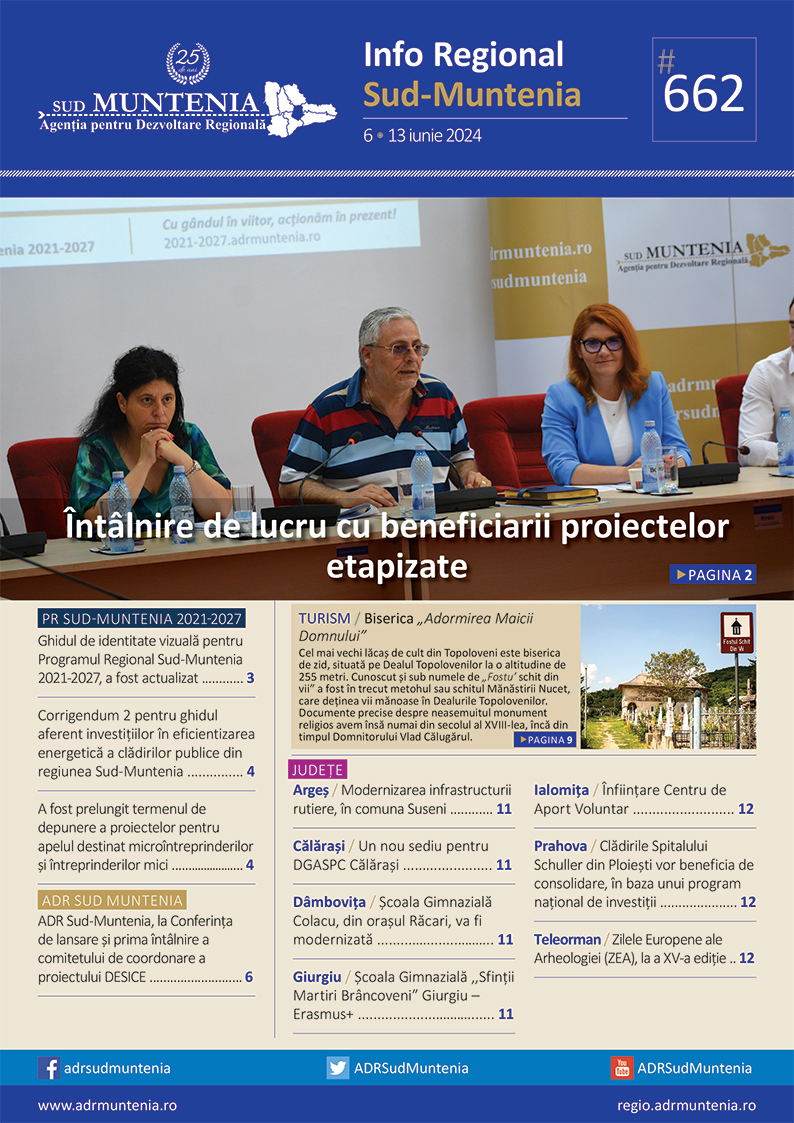 A apărut buletinul informativ Info Regional Sud Muntenia nr. 662