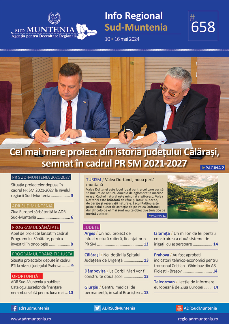 A apărut buletinul informativ Info Regional Sud Muntenia nr. 658