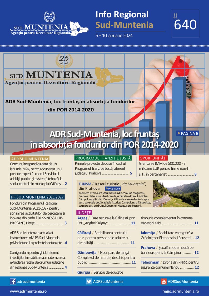 A apărut buletinul informativ Info Regional Sud Muntenia nr. 640
