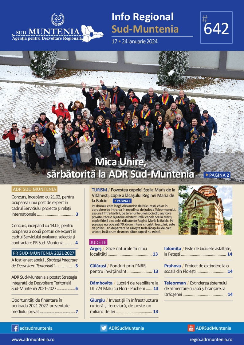 A apărut buletinul informativ Info Regional Sud Muntenia nr. 642