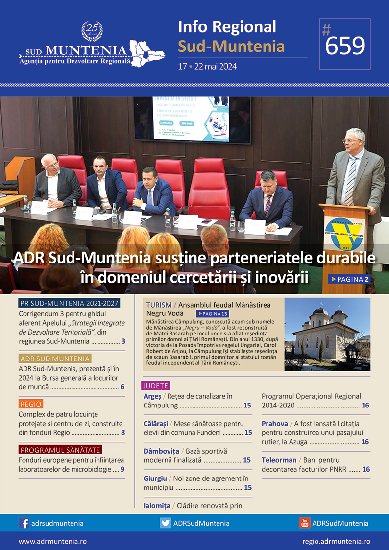 A apărut buletinul informativ Info Regional Sud Muntenia nr. 659