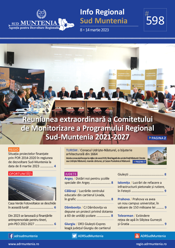 A apărut buletinul informativ Info Regional Sud Muntenia nr. 598