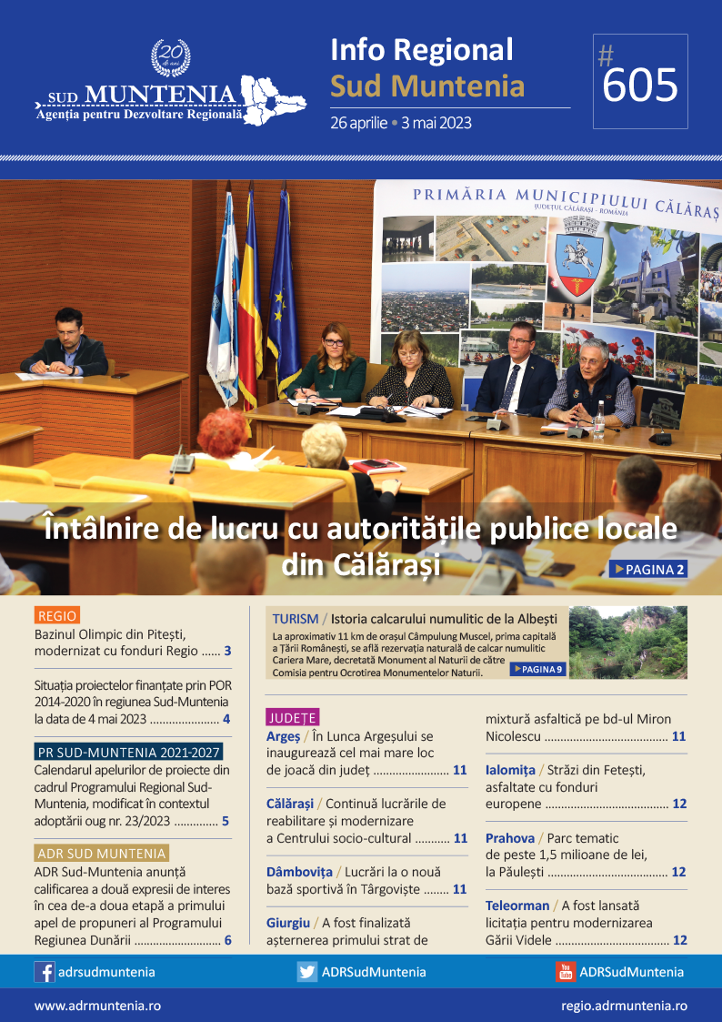 A apărut buletinul informativ Info Regional Sud Muntenia nr. 605