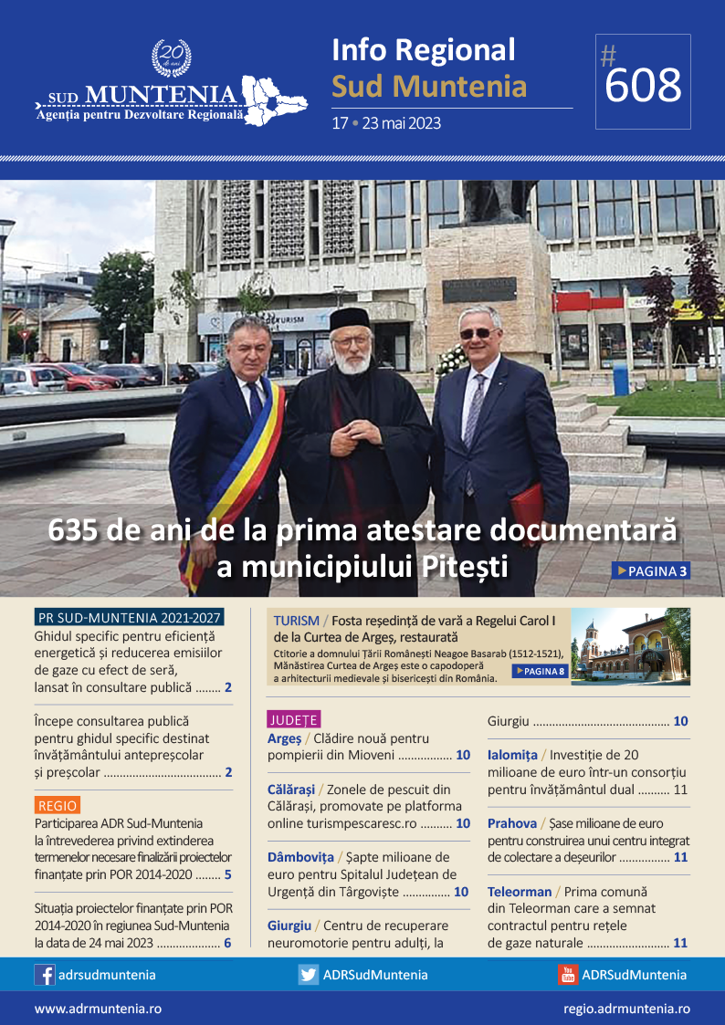 A apărut buletinul informativ Info Regional Sud Muntenia nr. 608