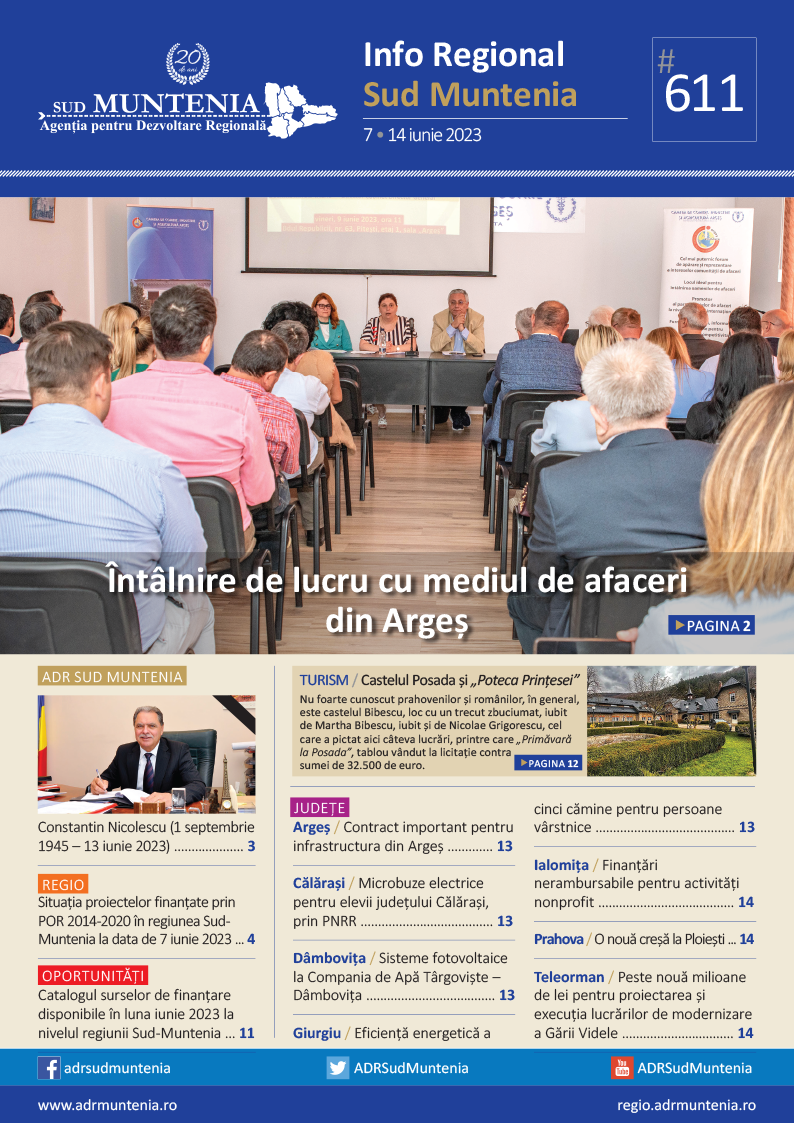 A apărut buletinul informativ Info Regional Sud Muntenia nr. 611
