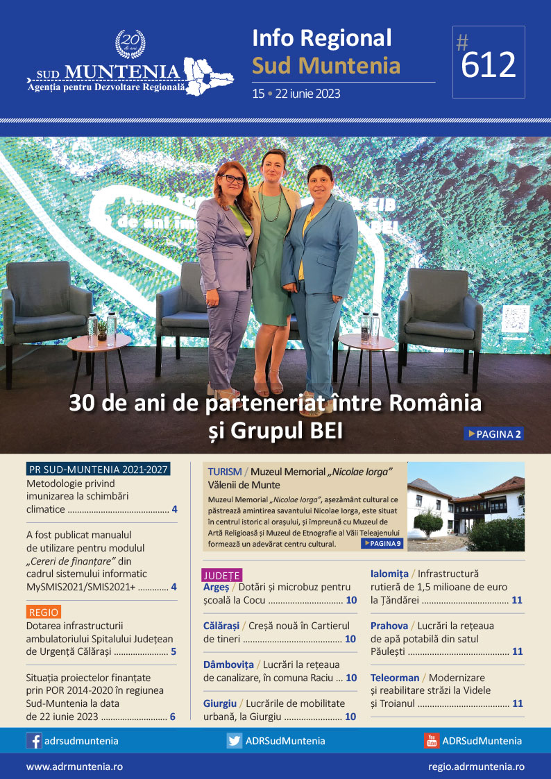 A apărut buletinul informativ Info Regional Sud Muntenia nr. 612