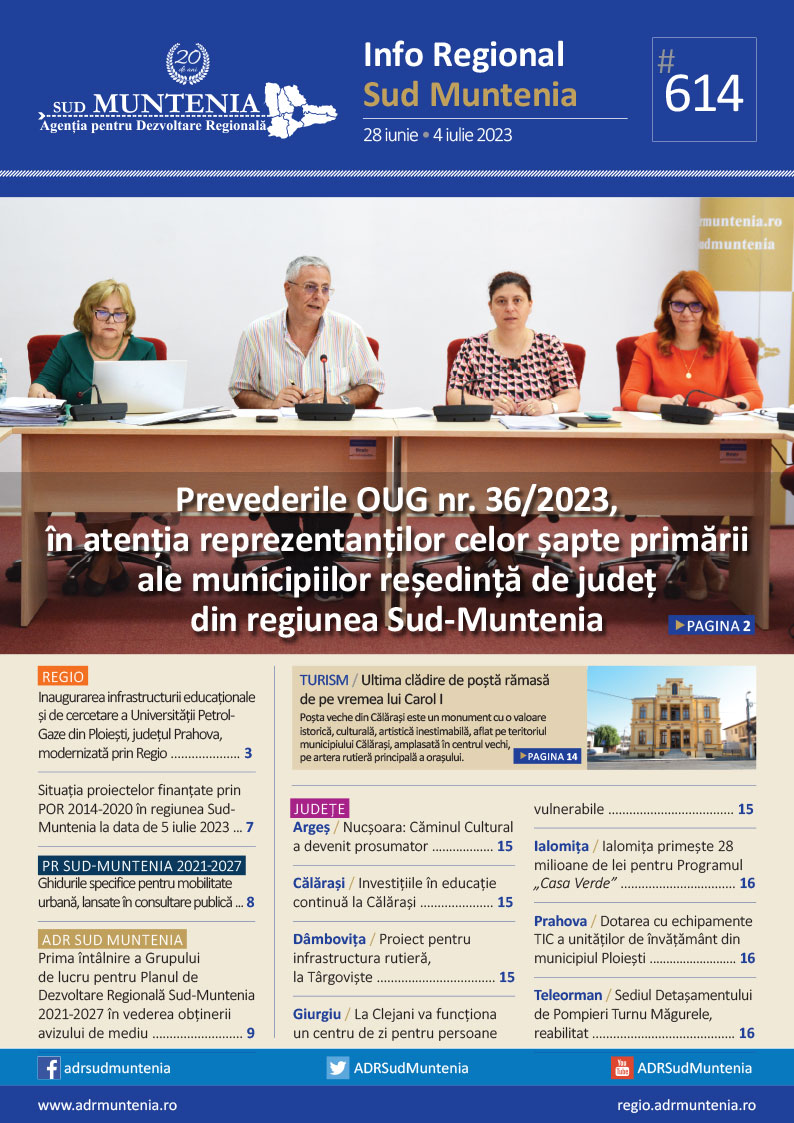 A apărut buletinul informativ Info Regional Sud Muntenia nr. 614