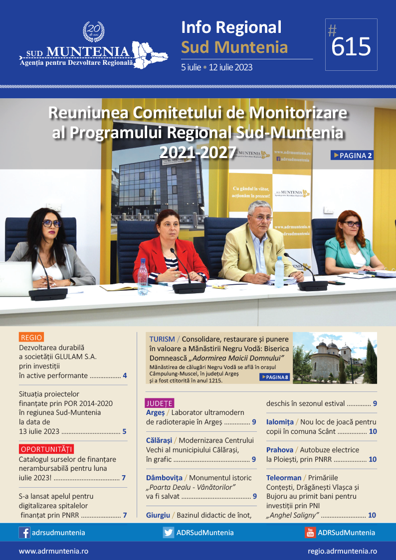 A apărut buletinul informativ Info Regional Sud Muntenia nr. 615