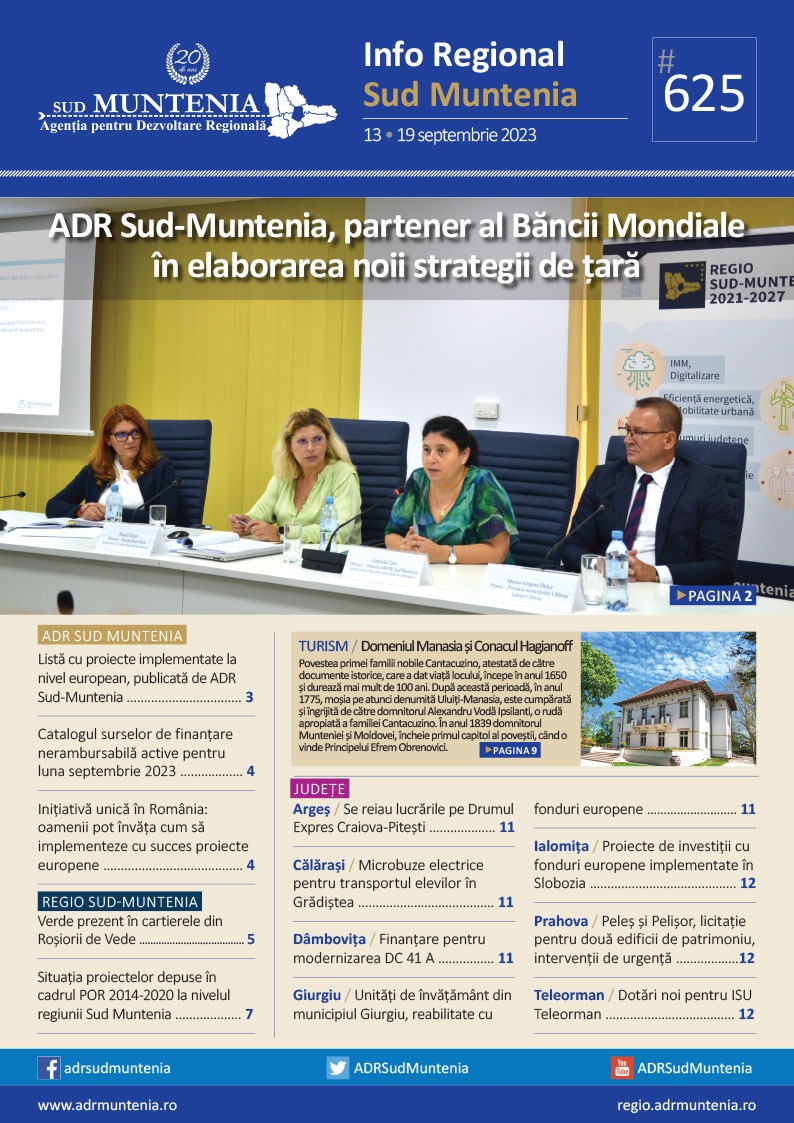 A apărut buletinul informativ Info Regional Sud Muntenia nr. 625
