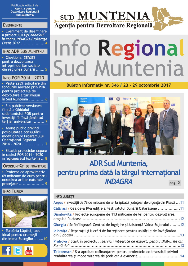 A apărut buletinul informativ Info Regional Sud Muntenia nr. 346!