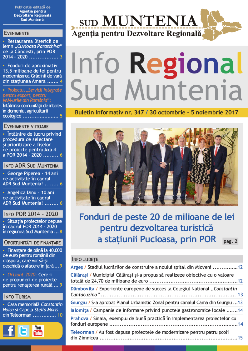 A apărut buletinul informativ Info Regional Sud Muntenia nr. 347!