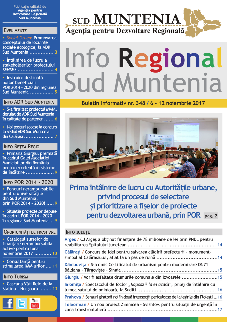 A apărut buletinul informativ Info Regional Sud Muntenia nr. 348!