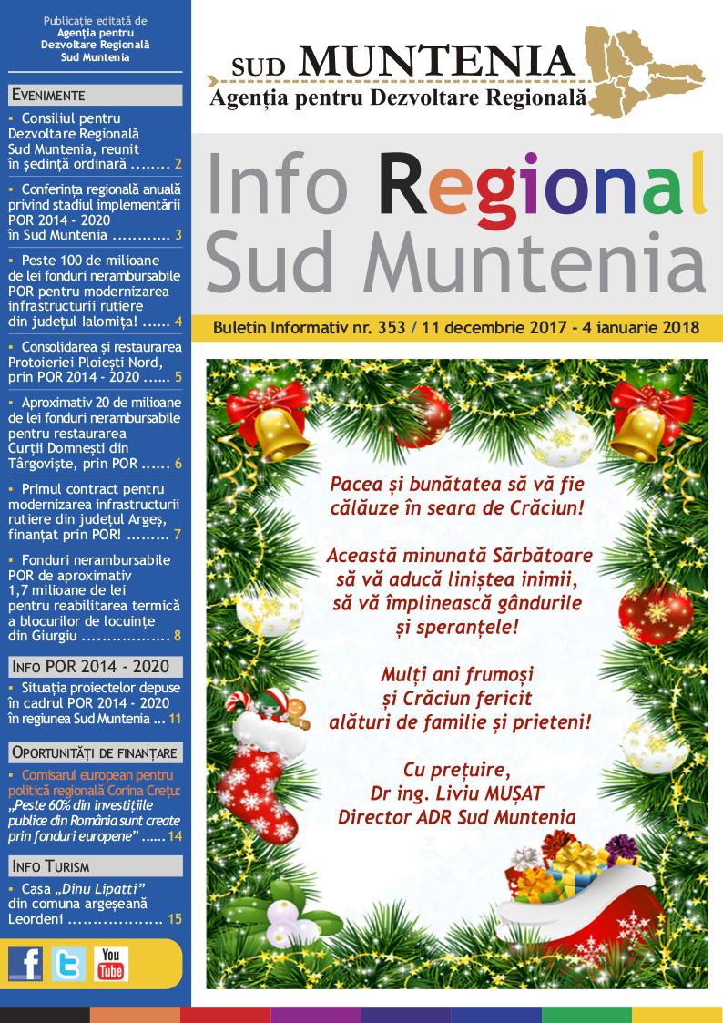 A apărut buletinul informativ Info Regional Sud Muntenia nr. 353!