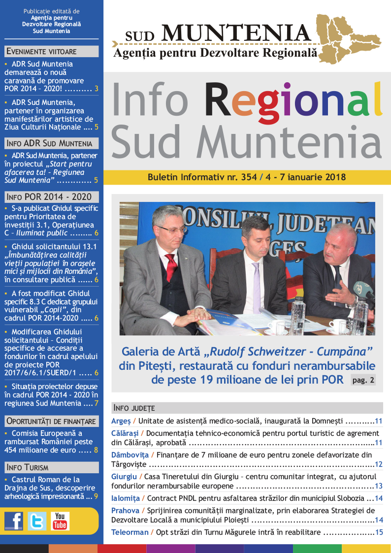A apărut buletinul informativ Info Regional Sud Muntenia nr. 354!