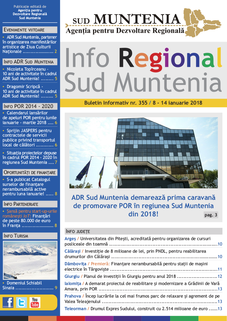 A apărut buletinul informativ Info Regional Sud Muntenia nr. 355!