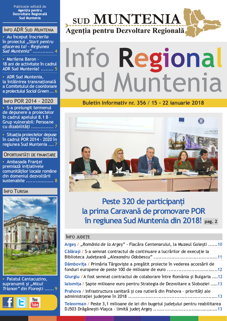 A apărut buletinul informativ Info Regional Sud Muntenia nr. 356!