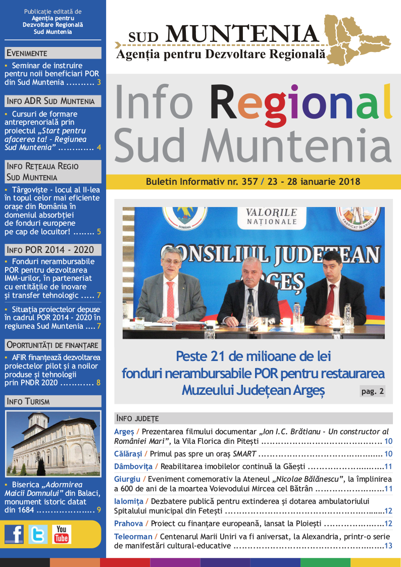 A apărut buletinul informativ Info Regional Sud Muntenia nr. 357!