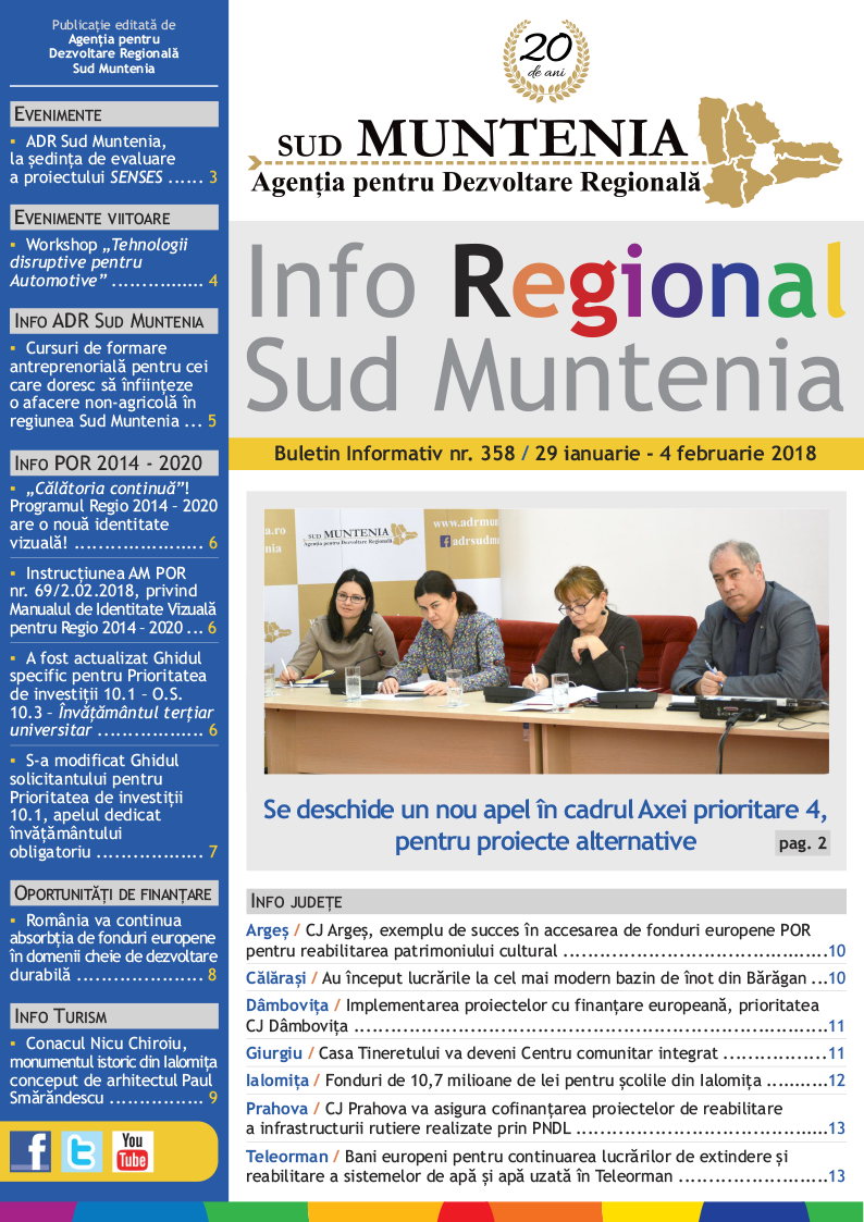 A apărut buletinul informativ Info Regional Sud Muntenia nr. 358!