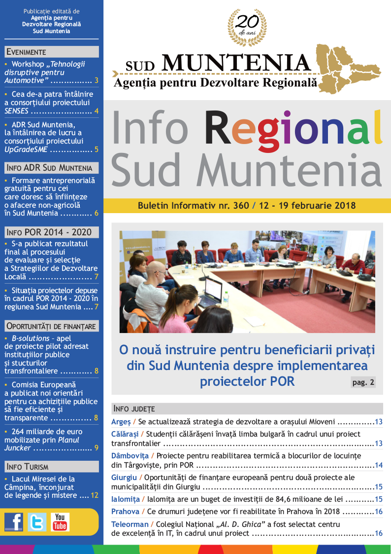 A apărut buletinul informativ Info Regional Sud Muntenia nr. 360!