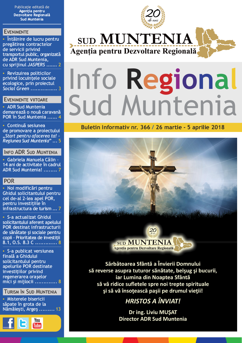 A apărut buletinul informativ Info Regional Sud Muntenia nr. 366!