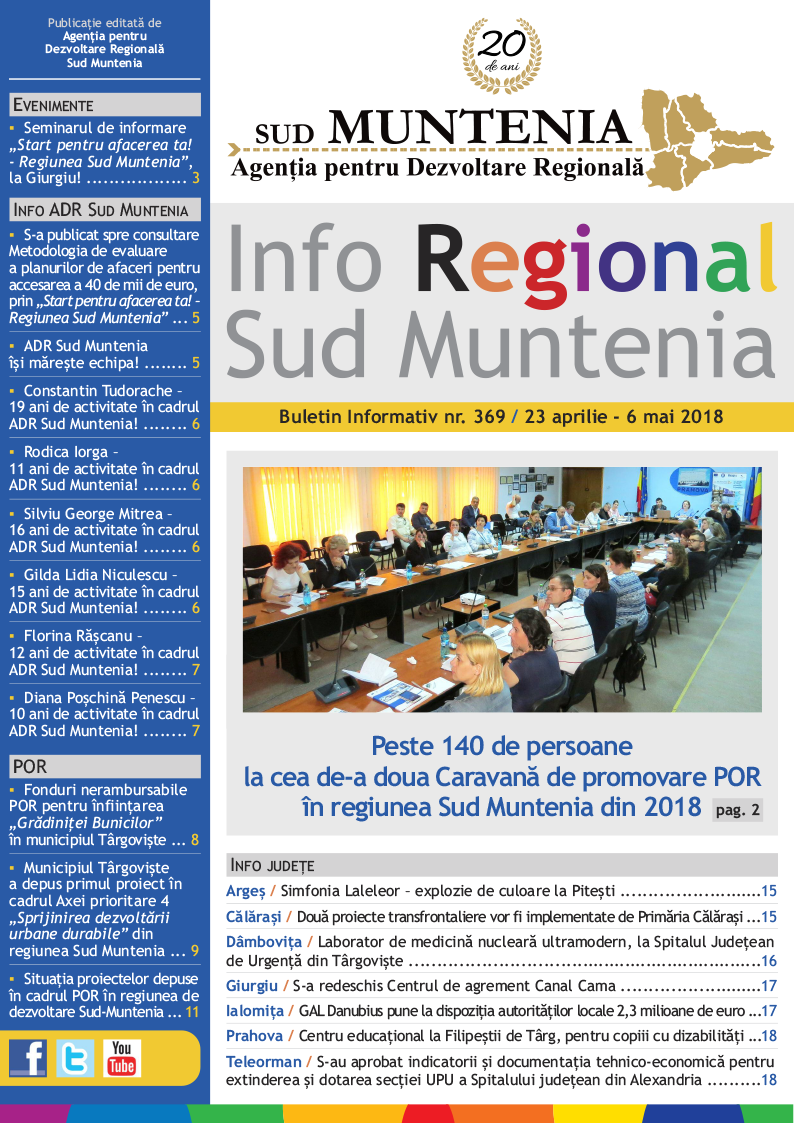A apărut buletinul informativ Info Regional Sud Muntenia nr. 369!