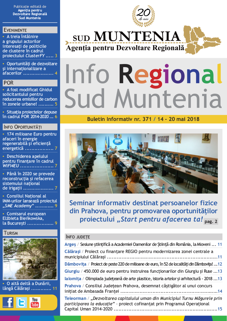 A apărut buletinul informativ Info Regional Sud Muntenia nr. 371!