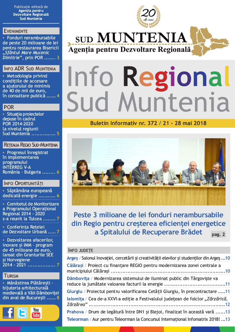 A apărut buletinul informativ Info Regional Sud Muntenia nr. 372!