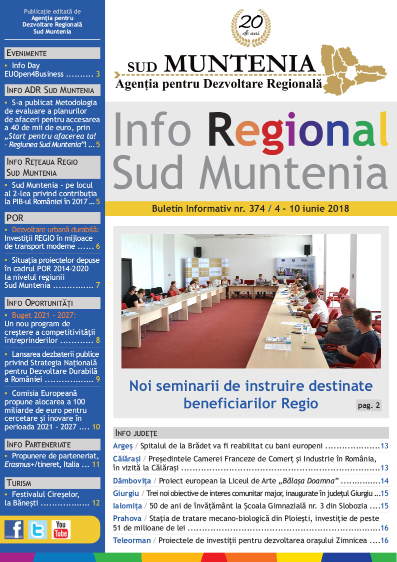 A apărut buletinul informativ Info Regional Sud Muntenia nr. 374!