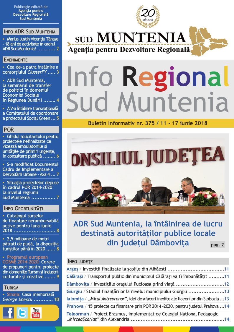 A apărut buletinul informativ Info Regional Sud Muntenia nr. 375!