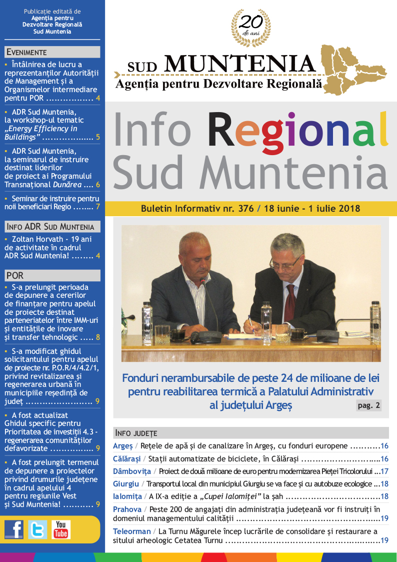 A apărut buletinul informativ Info Regional Sud Muntenia nr. 376!