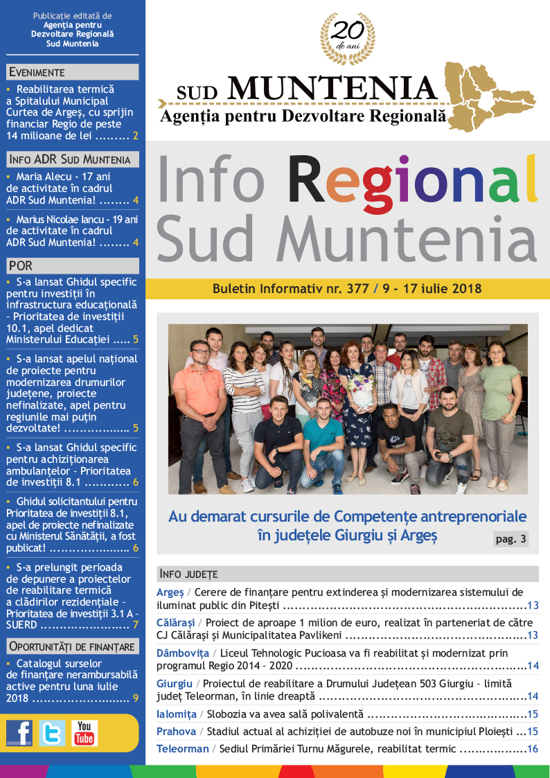 A apărut buletinul informativ Info Regional Sud Muntenia nr. 377!
