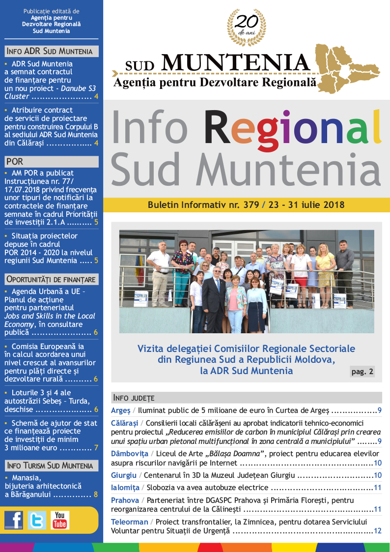 A apărut buletinul informativ Info Regional Sud Muntenia nr. 379!