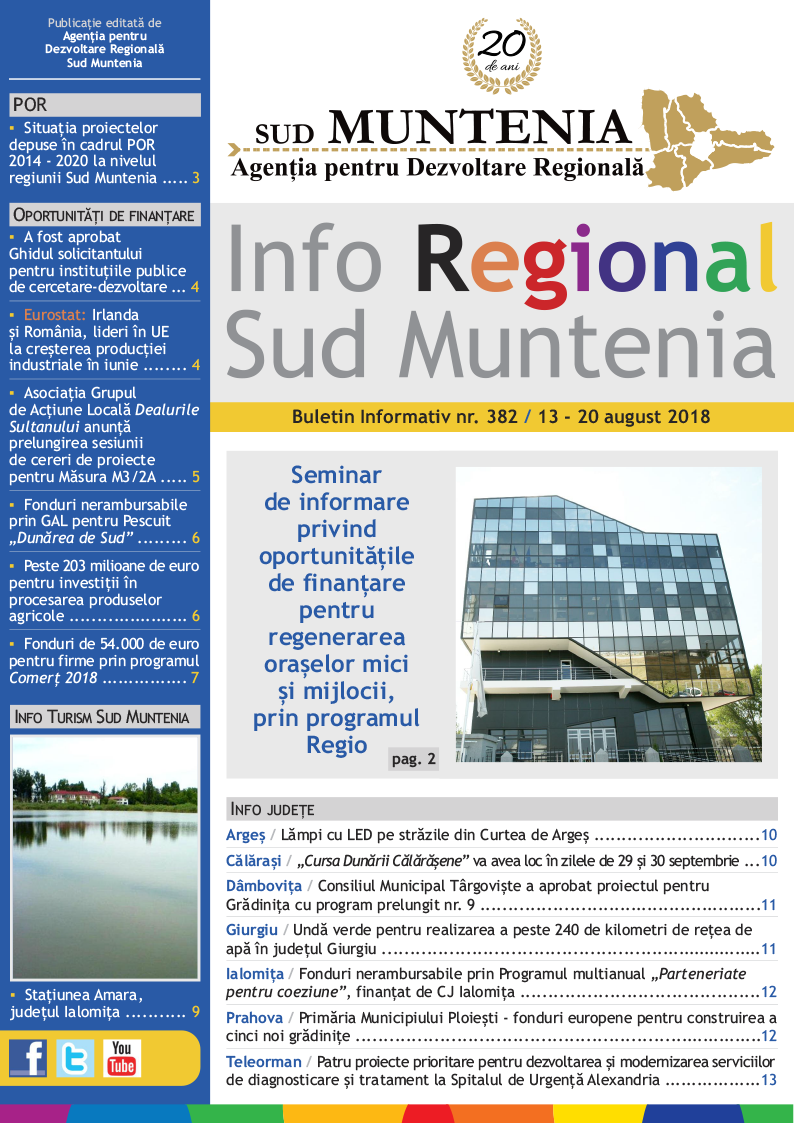 A apărut buletinul informativ Info Regional Sud Muntenia nr. 382!