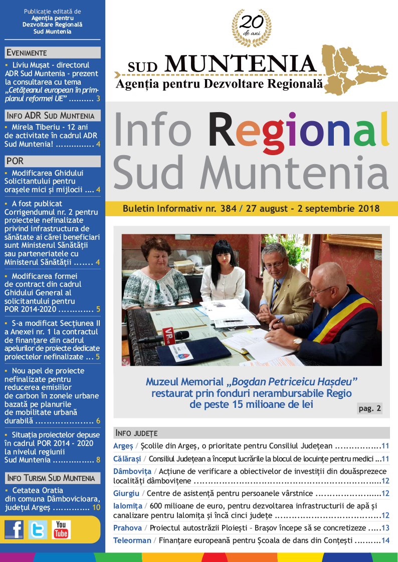 A apărut buletinul informativ Info Regional Sud Muntenia nr. 384!