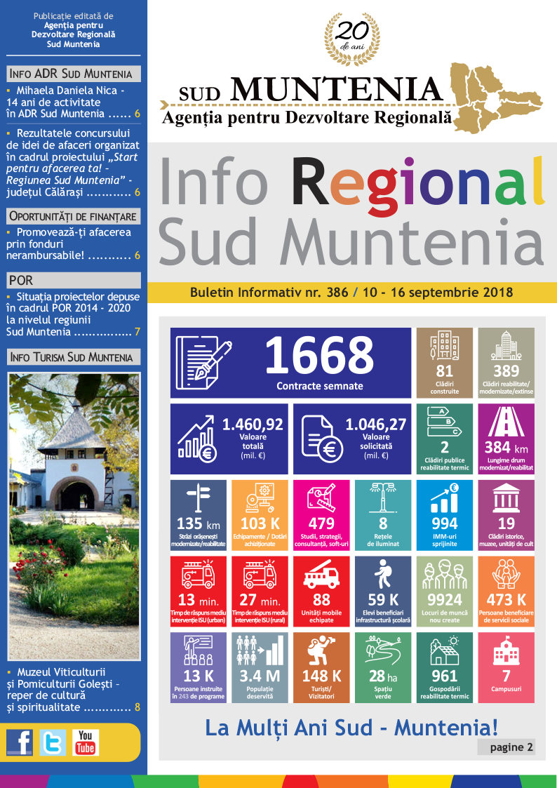 A apărut buletinul informativ Info Regional Sud Muntenia nr. 386!