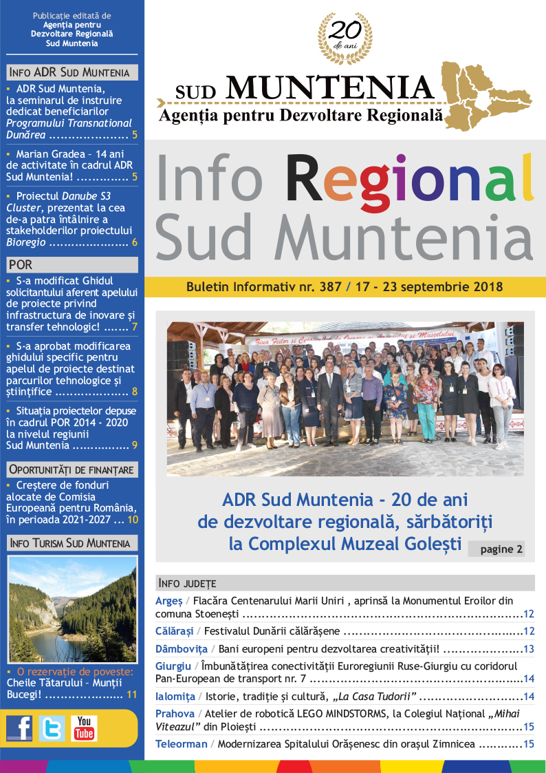 A apărut buletinul informativ Info Regional Sud Muntenia nr. 387!