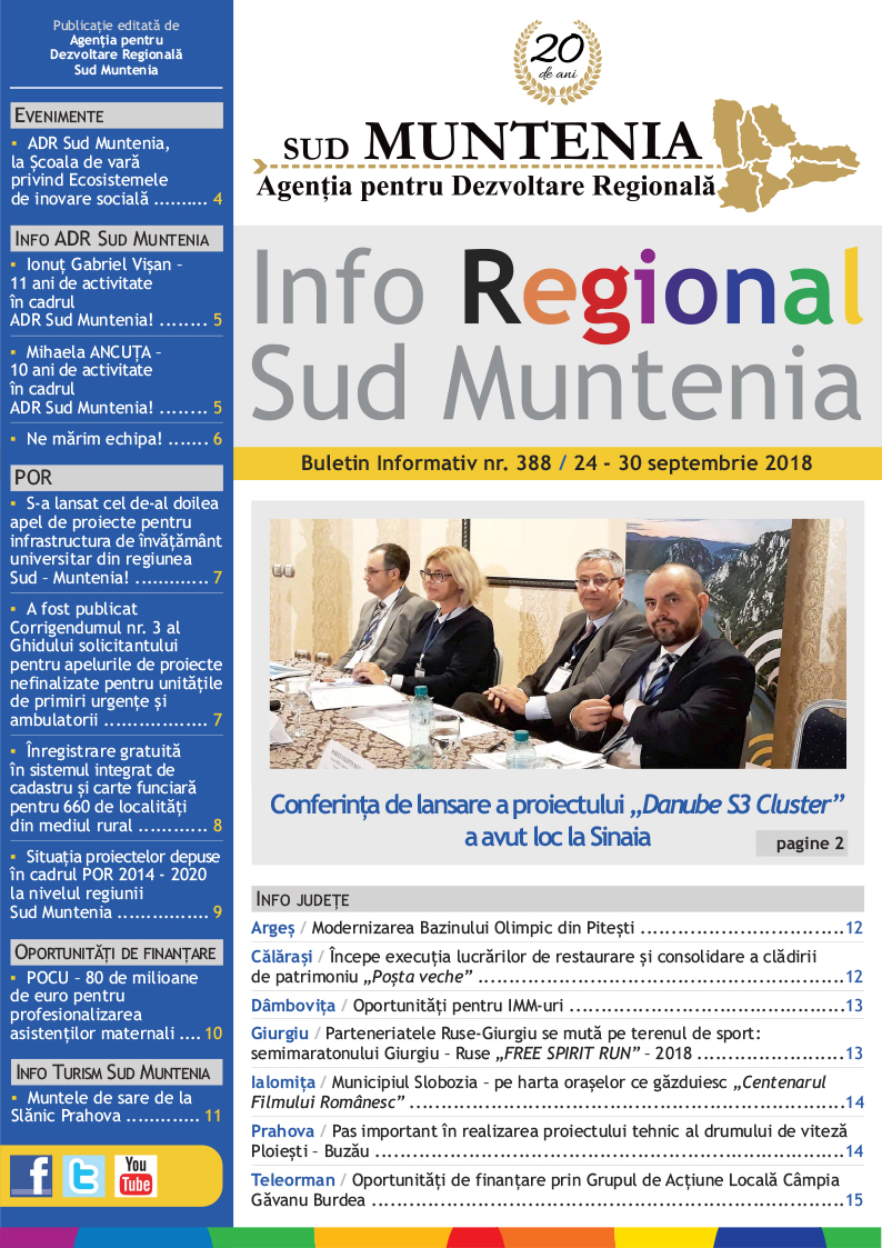 A apărut buletinul informativ Info Regional Sud Muntenia nr. 388!
