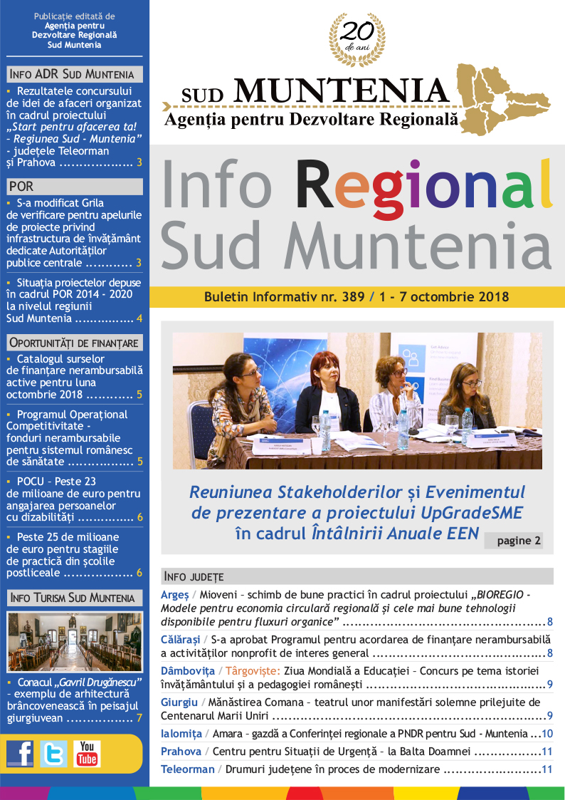A apărut buletinul informativ Info Regional Sud Muntenia nr. 389!