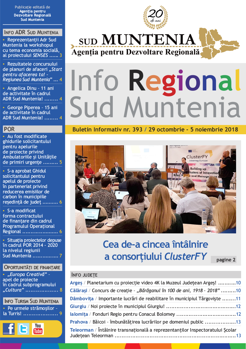 A apărut buletinul informativ Info Regional Sud Muntenia nr. 393!