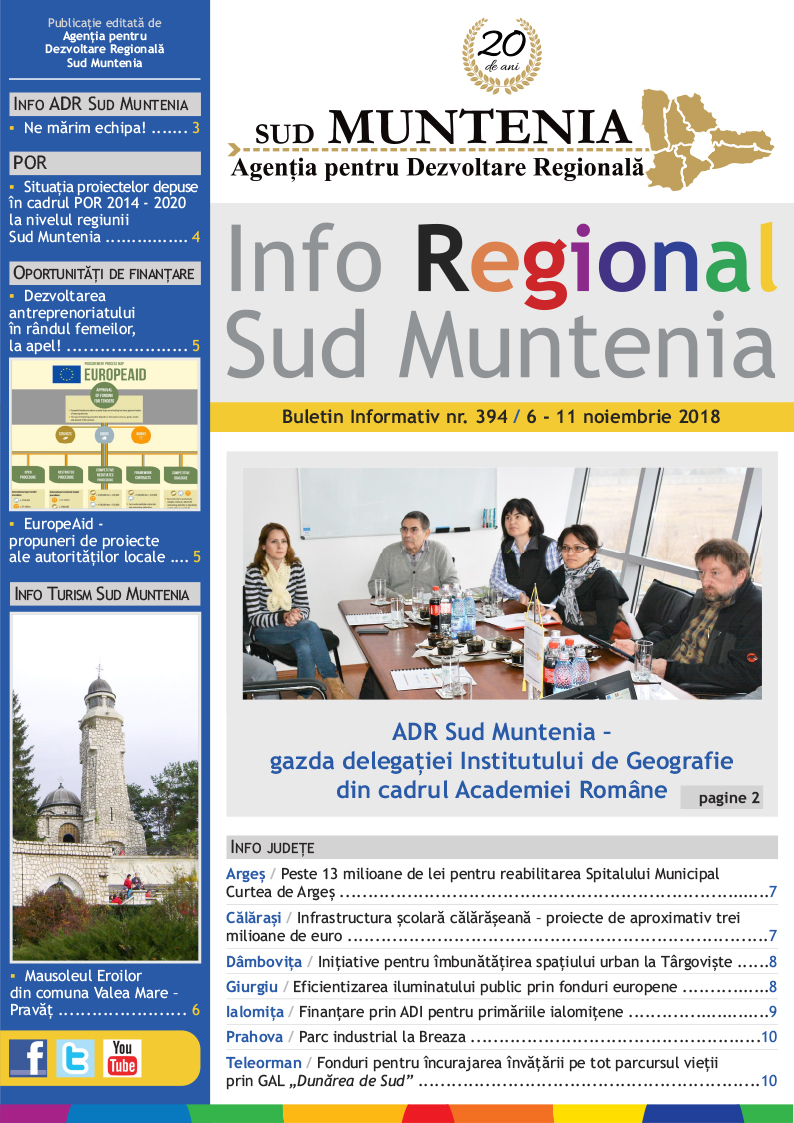 A apărut buletinul informativ Info Regional Sud Muntenia nr. 395!