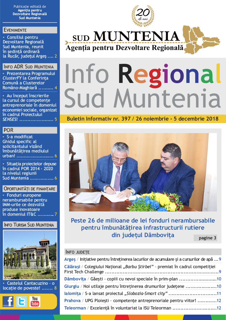 A apărut buletinul informativ Info Regional Sud Muntenia nr. 398!