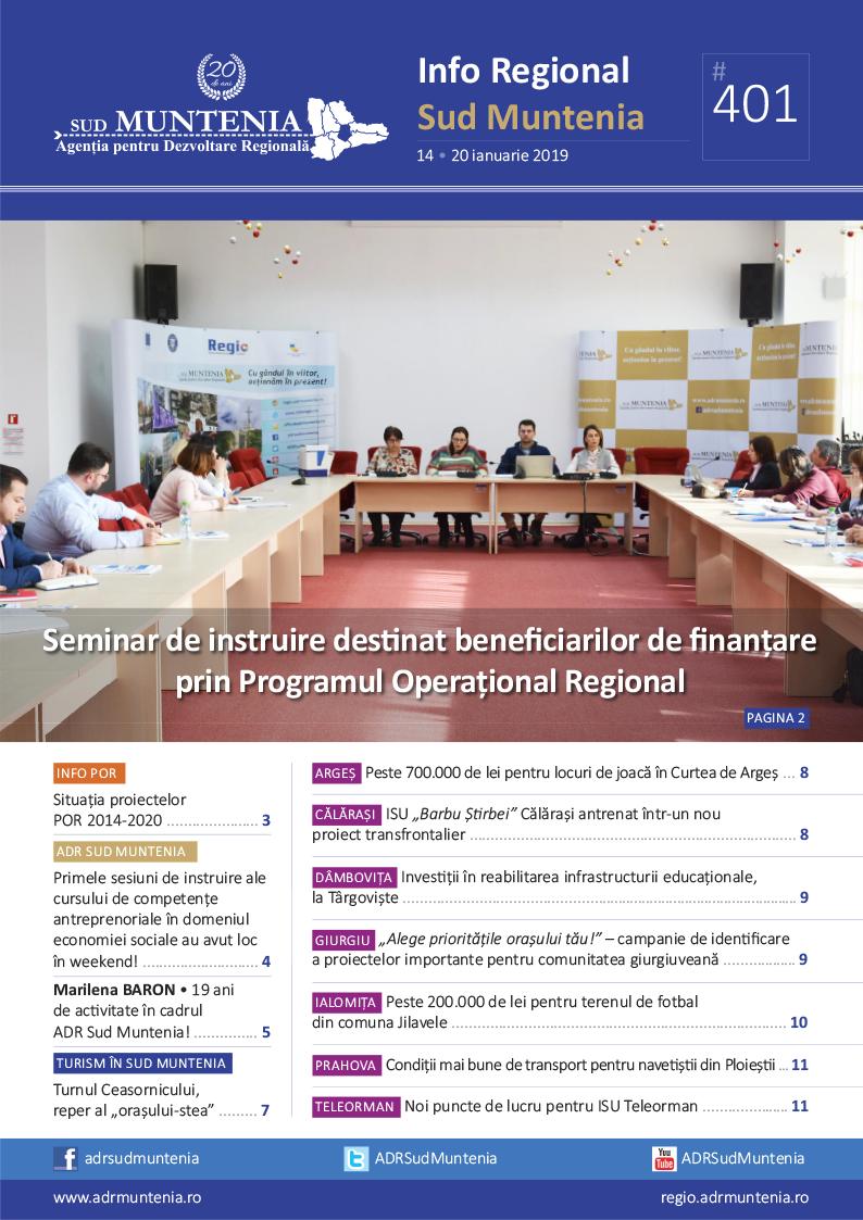 A apărut buletinul informativ Info Regional Sud Muntenia nr. 401!