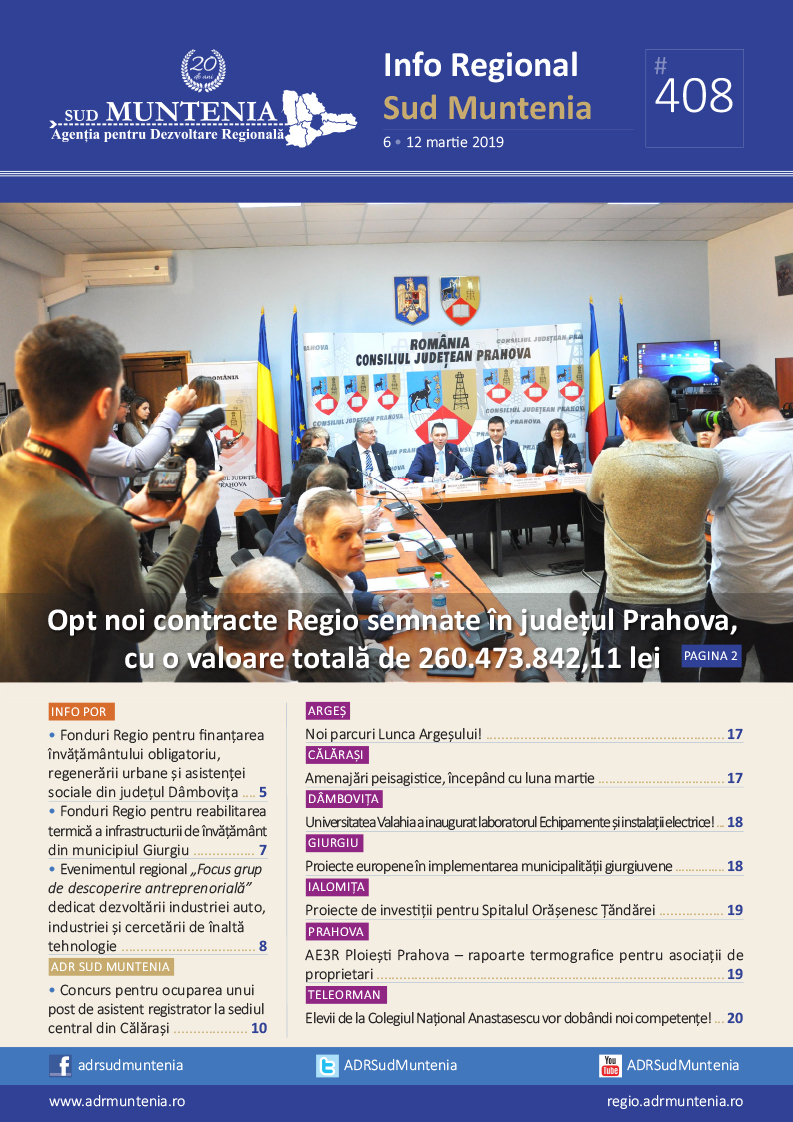 A apărut buletinul informativ Info Regional Sud Muntenia nr. 408!