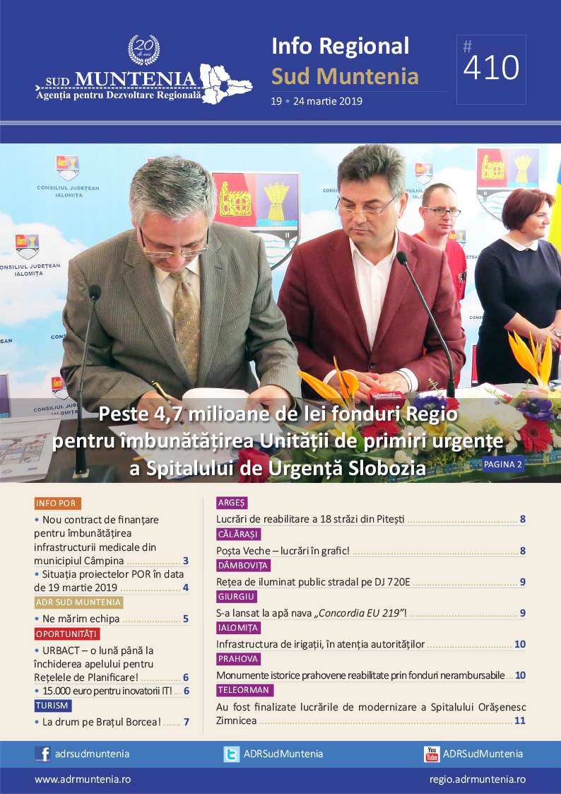 A apărut buletinul informativ Info Regional Sud Muntenia nr. 410!