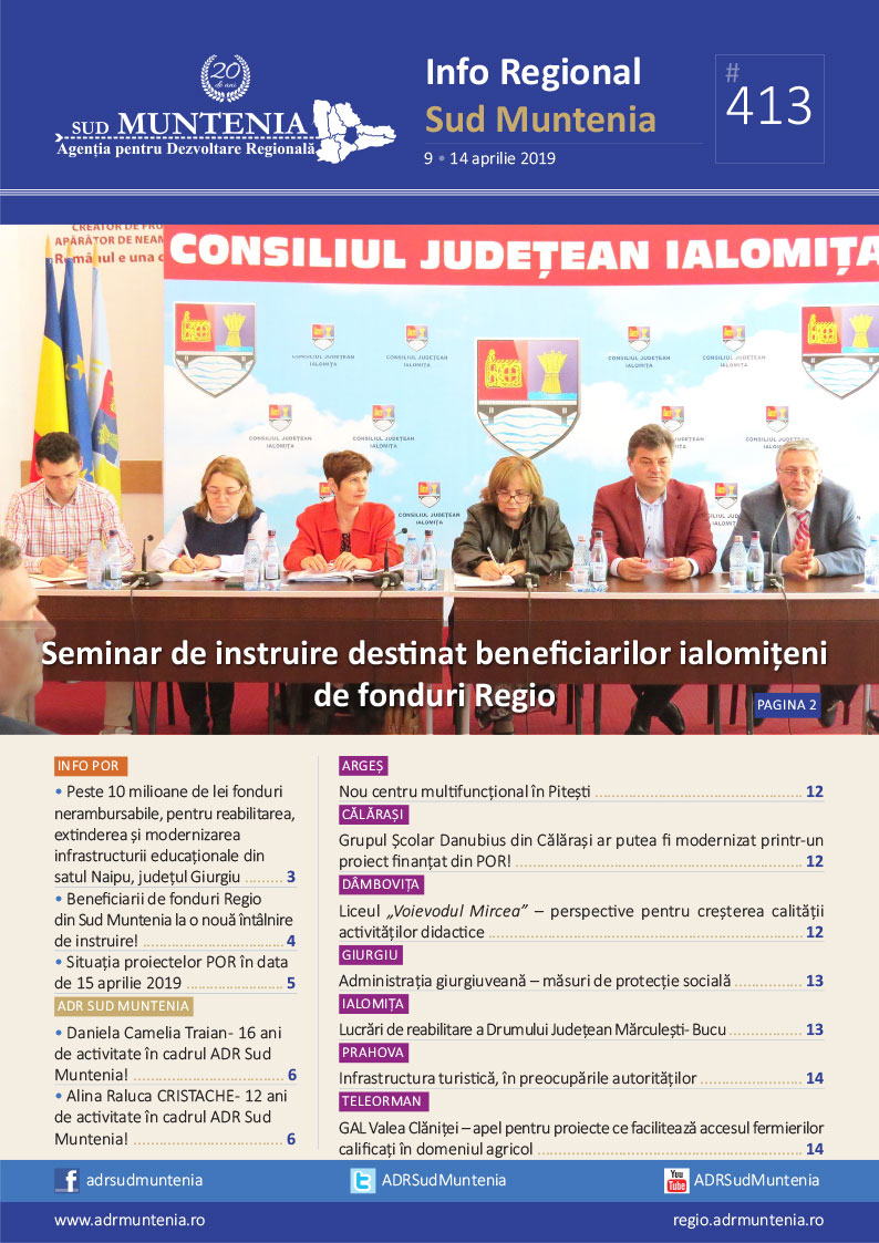 A apărut buletinul informativ Info Regional Sud Muntenia nr. 413!