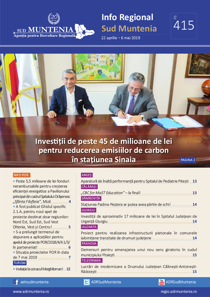 A apărut buletinul informativ Info Regional Sud Muntenia nr. 415!