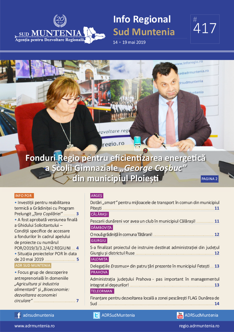 A apărut buletinul informativ Info Regional Sud Muntenia nr. 417!